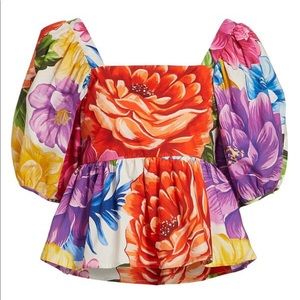 NWT FARM Rio Rainbow Chita Empire-Waist Blouse Multi Color Size X-Large